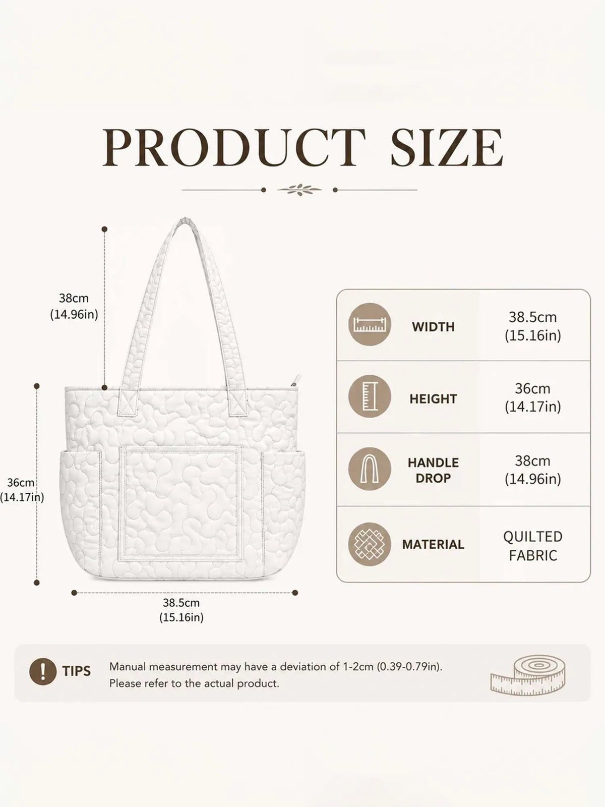 Bloom Highland Multiple Pockets Quilted Tote Bag
