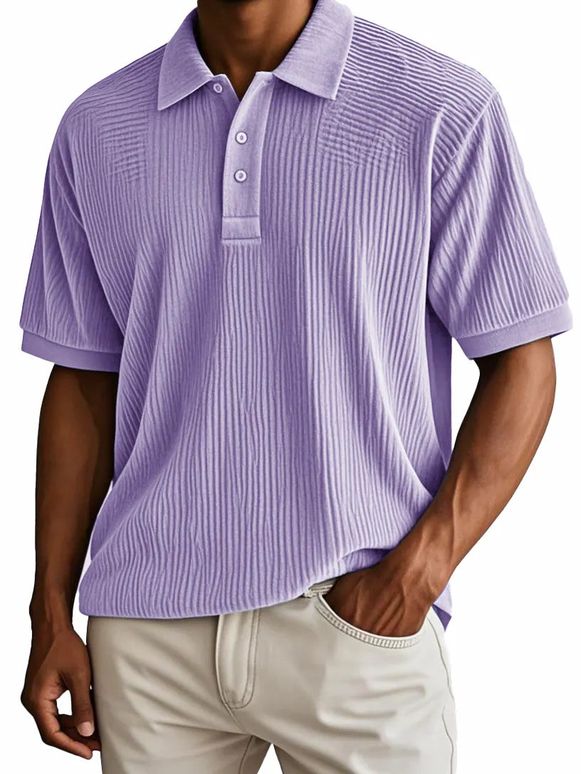 Men's Fashion Retro Corduroy Fabric Short-sleeved Polo Shirt