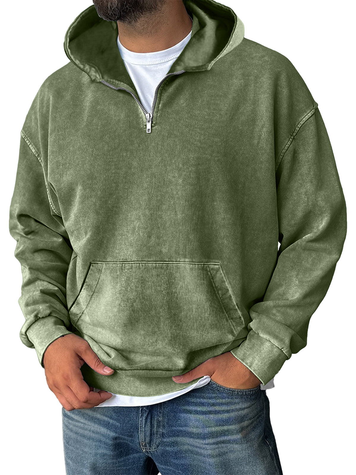 Men's Casual Zipper Pocket Hooded Sweatshirt