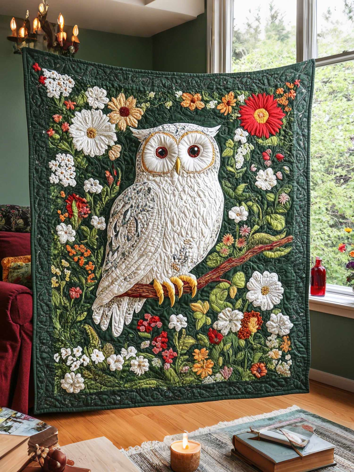 Snow Owl Quilted Blanket