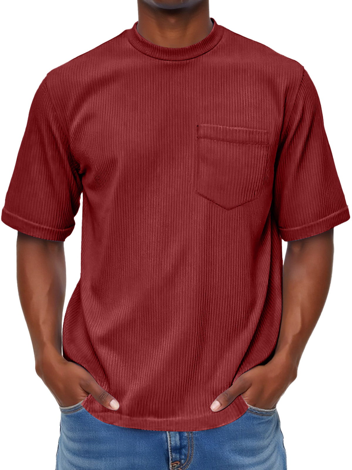 Men's Fashion Round Neck Pocket Casual Comfort Short Sleeve T-shirt
