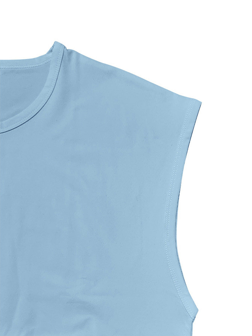Men's Daily Pure Cotton Round Neck Waistcoat Solid Color Comfortable Sleeveless Vest