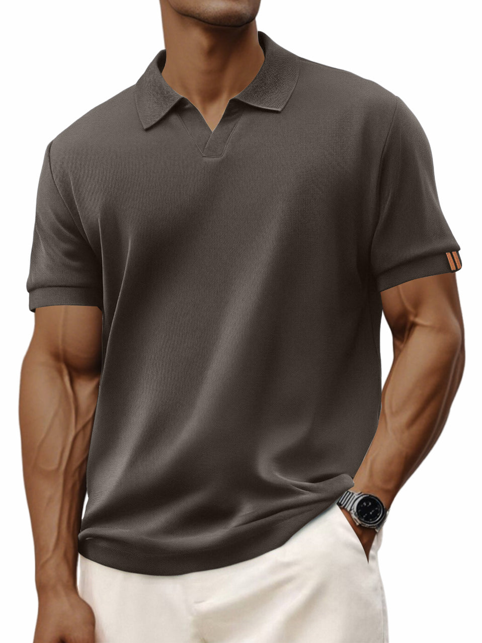 Men's Retro Casual V-neck Short-sleeved Polo Shirt