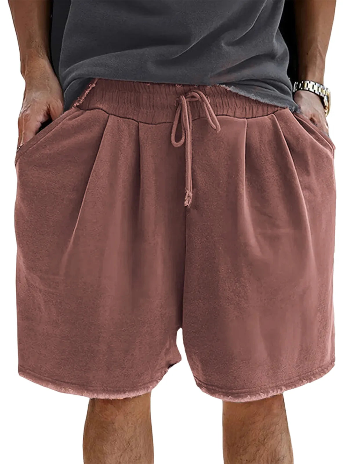 Men's Loose Cotton Vintage Pleated Lace-Up Sports Casual Daily Shorts