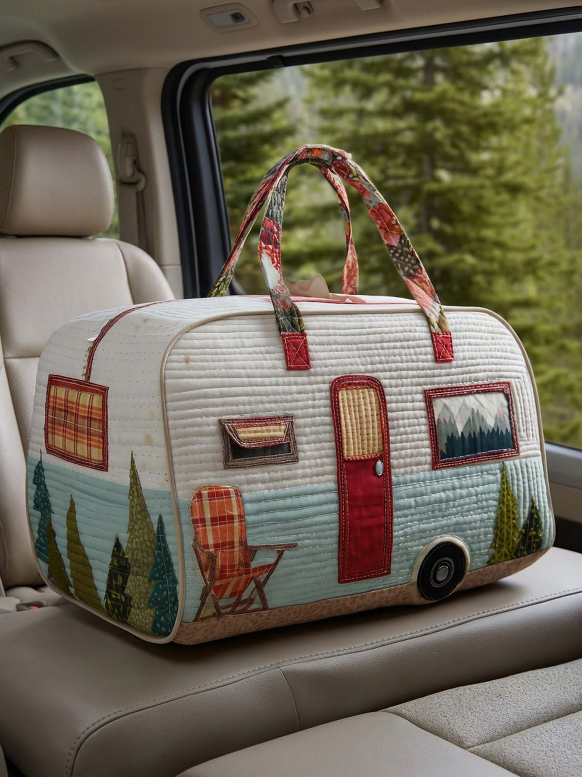 Vintage Camping Trailer Quilted Duffle Bag
