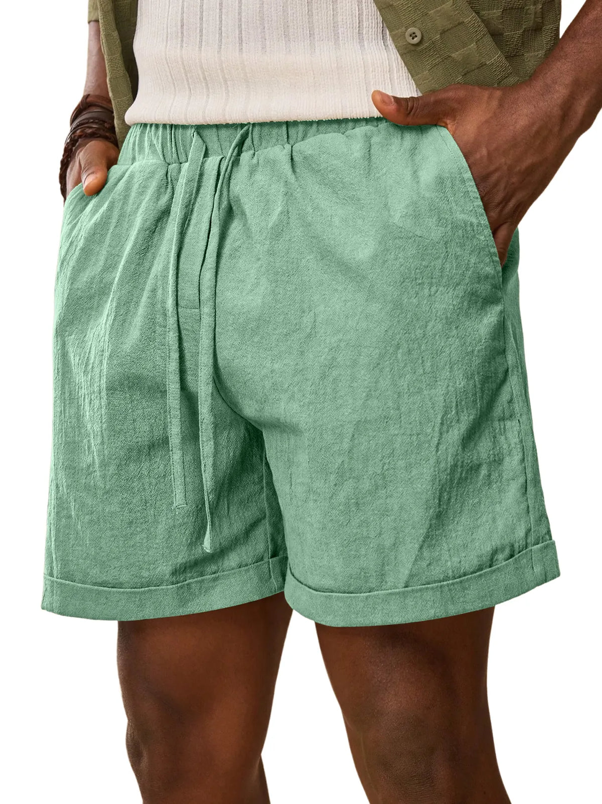 Men's Summer Daily Comfort Elastic Waist Casual Solid Color Shorts