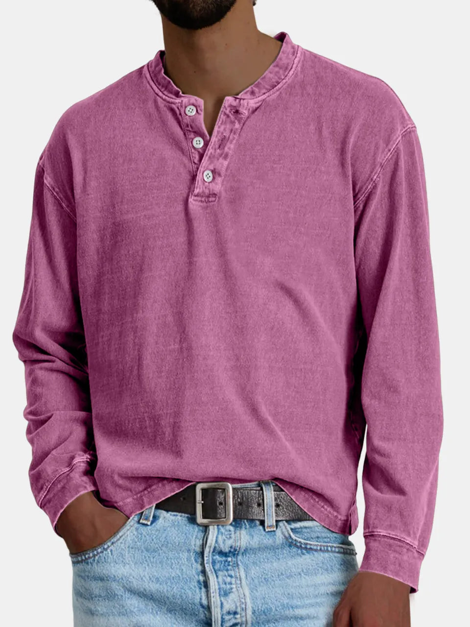 Men's Retro Casual Distressed Button POLO Shirt