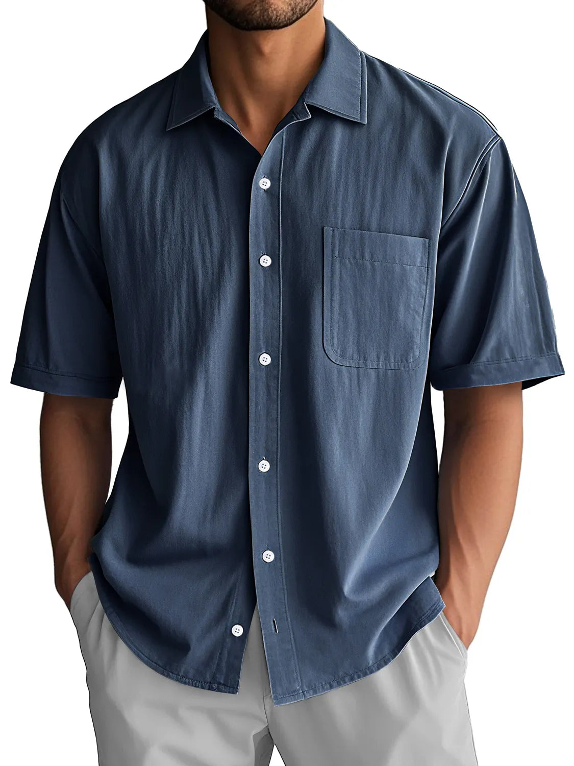 Men's Daily Casual Lapel Pocket Comfort Short Sleeve Shirt
