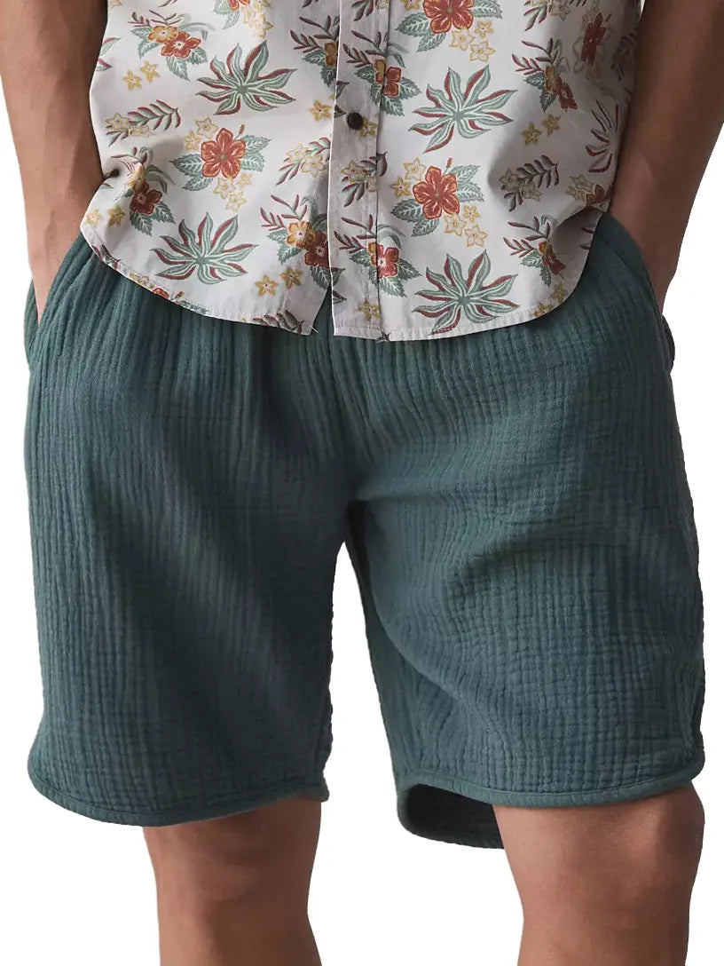 Men's Textured Cotton Pocket Casual Loose Versatile Shorts