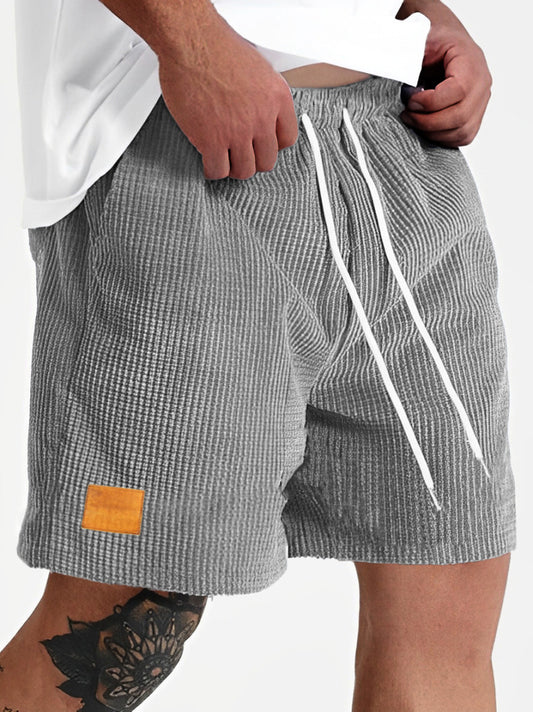 Men's Fashion Sports Lace-up Waffle Fabric Embroidered Logo Shorts