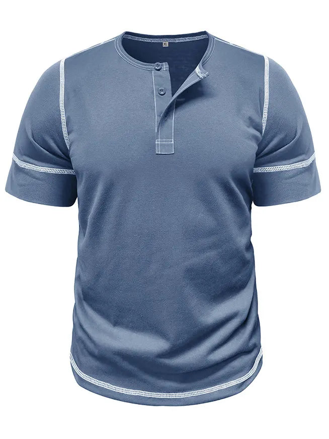 Men's Henry Elastic Cotton Daily Casual T-shirt