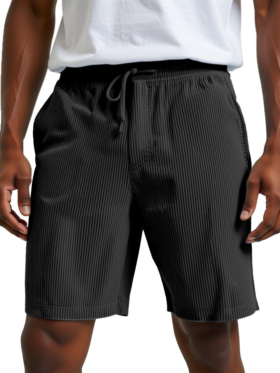 Men's Simple Retro Daily Casual Vertical Pit Loose Shorts