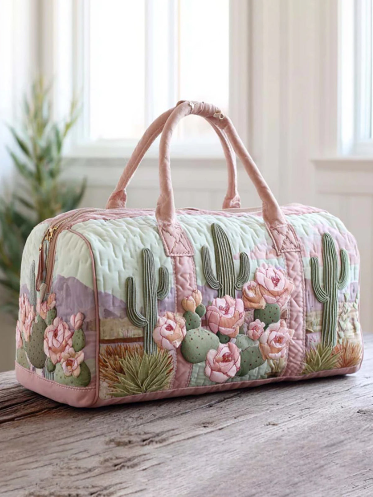 Cactus Blossom QuiltedDuffle Bag