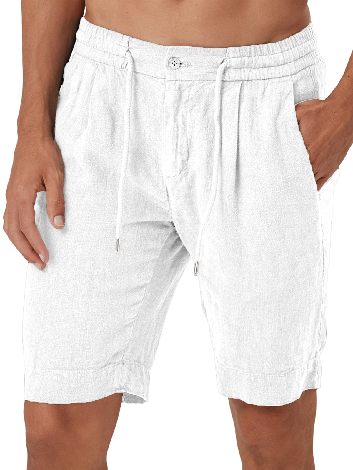 Men's Comfort Linen Lace-Up Elastic Waist Beach Shorts
