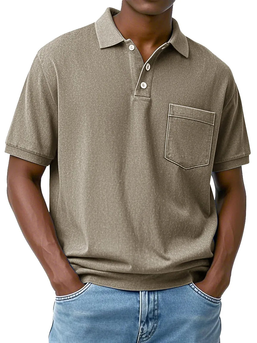 Men's Fashion Everyday Short-sleeved Lapel Pocket Polo Shirt