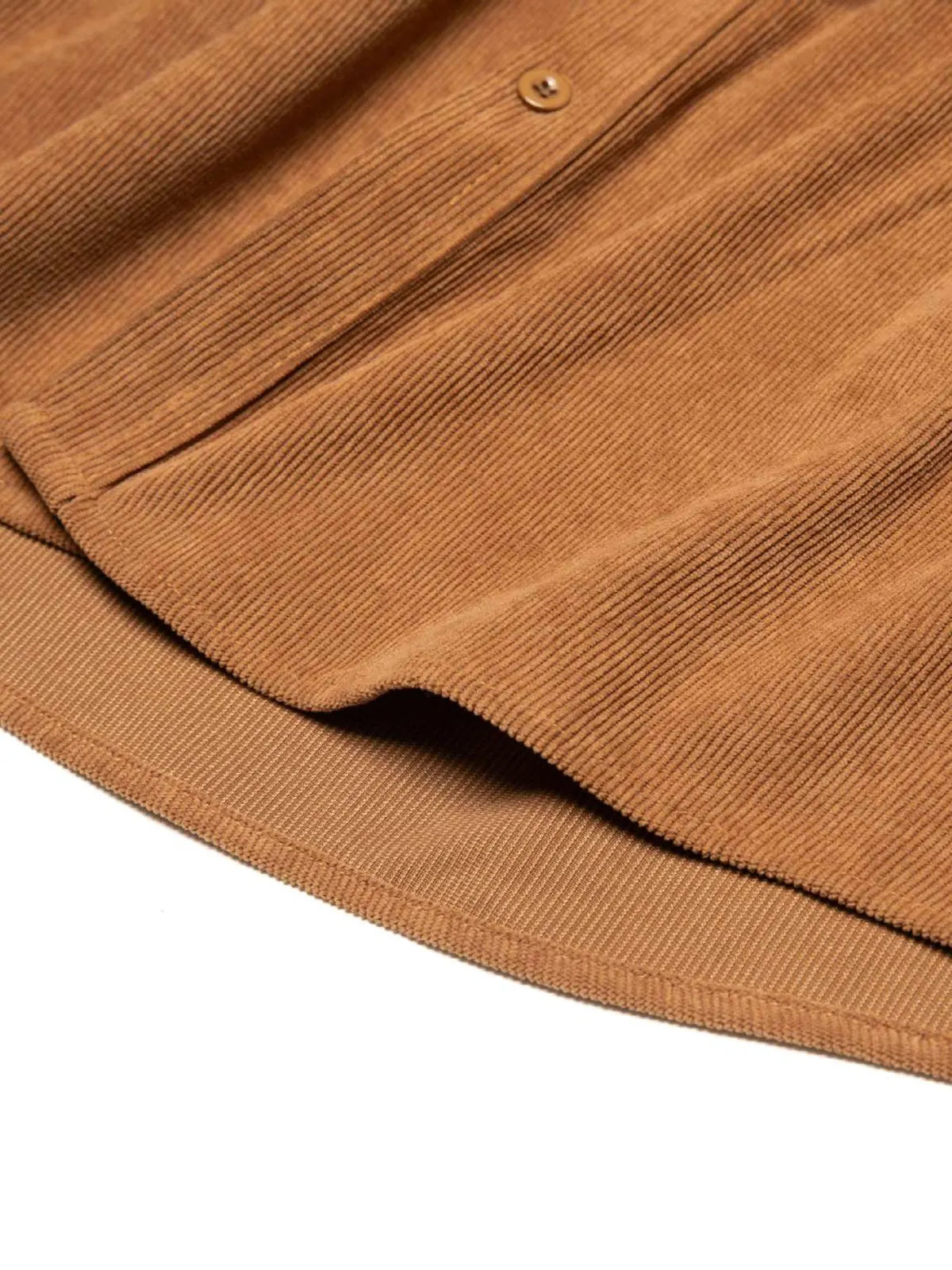 Men's Casual Corduroy Double Pocket Solid Color Long Sleeve Shirt