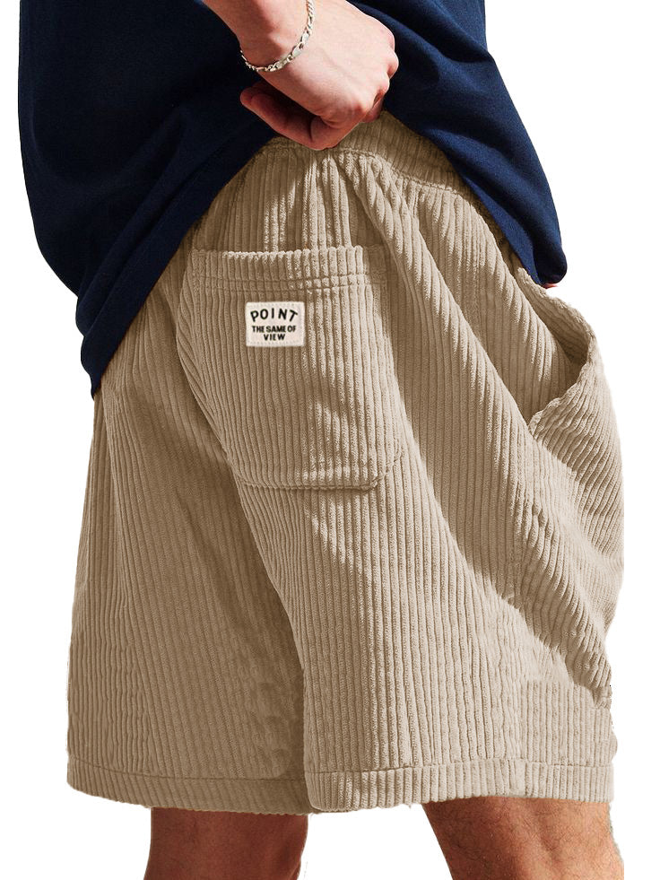 Men's Fashion Casual Corduroy Logo Embroidered Shorts