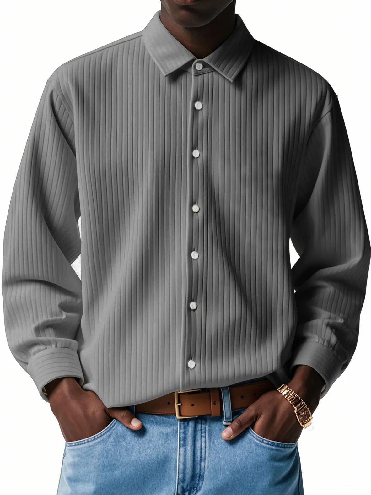 Men's Fashion Casual Corduroy Long Sleeve Shirt