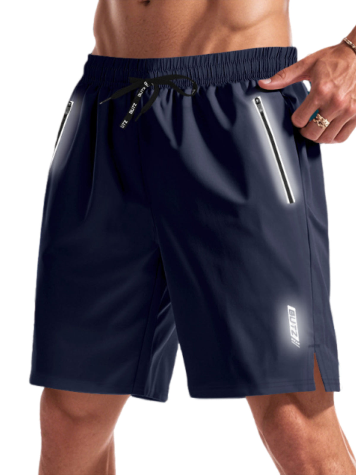 Men's Luminous Functional Quick-Drying Loose Beach Sports Casual Shorts with Side Pockets