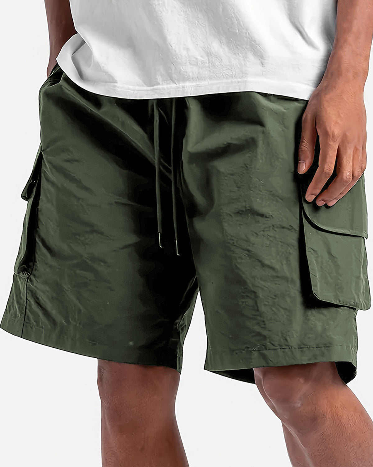 Men's Quick-drying Practical Multi-pocket Cargo Shorts Lace-up Casual Loose Shorts