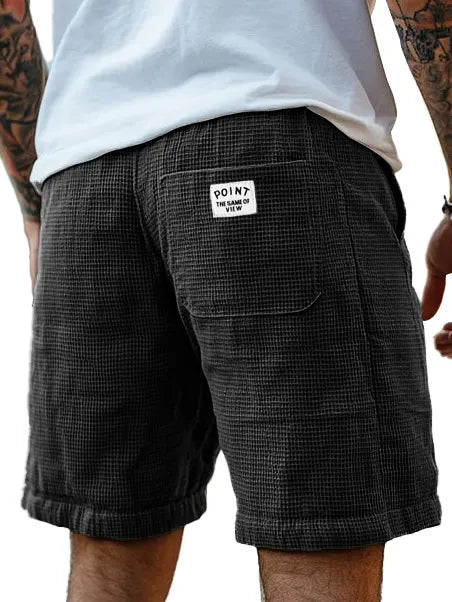 Men's Fashion Casual Waffle Fabric Logo Embroidered Shorts