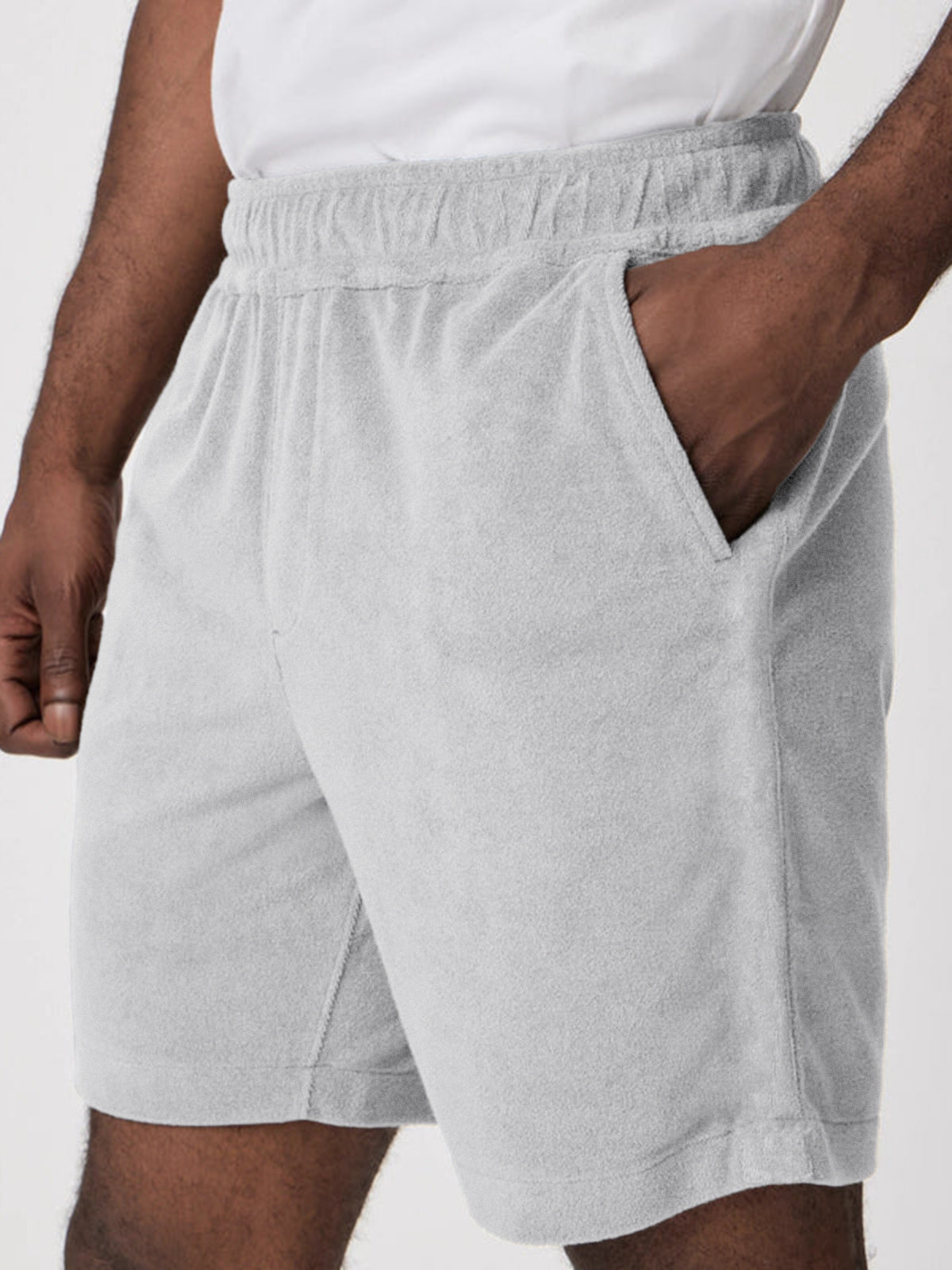 Men's Comfort Terry Casual Stretch Elastic Shorts with Side Pockets