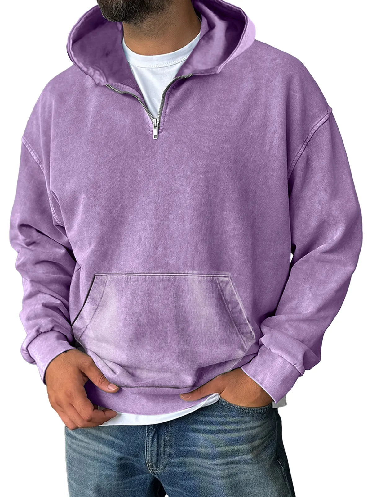 Men's Casual Zipper Pocket Hooded Sweatshirt
