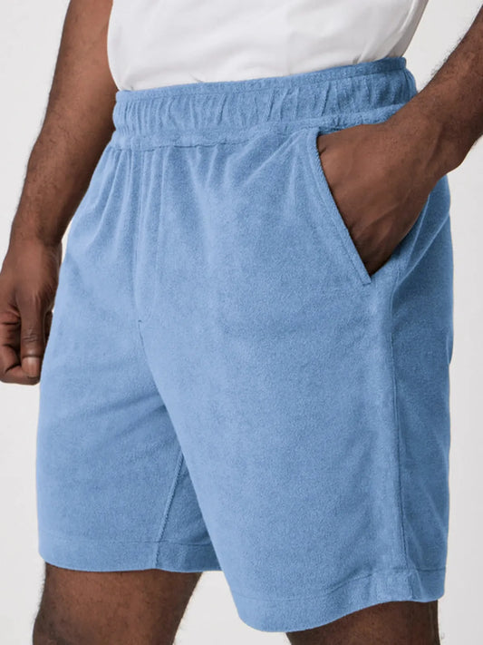 Men's Comfort Terry Casual Stretch Elastic Shorts with Side Pockets