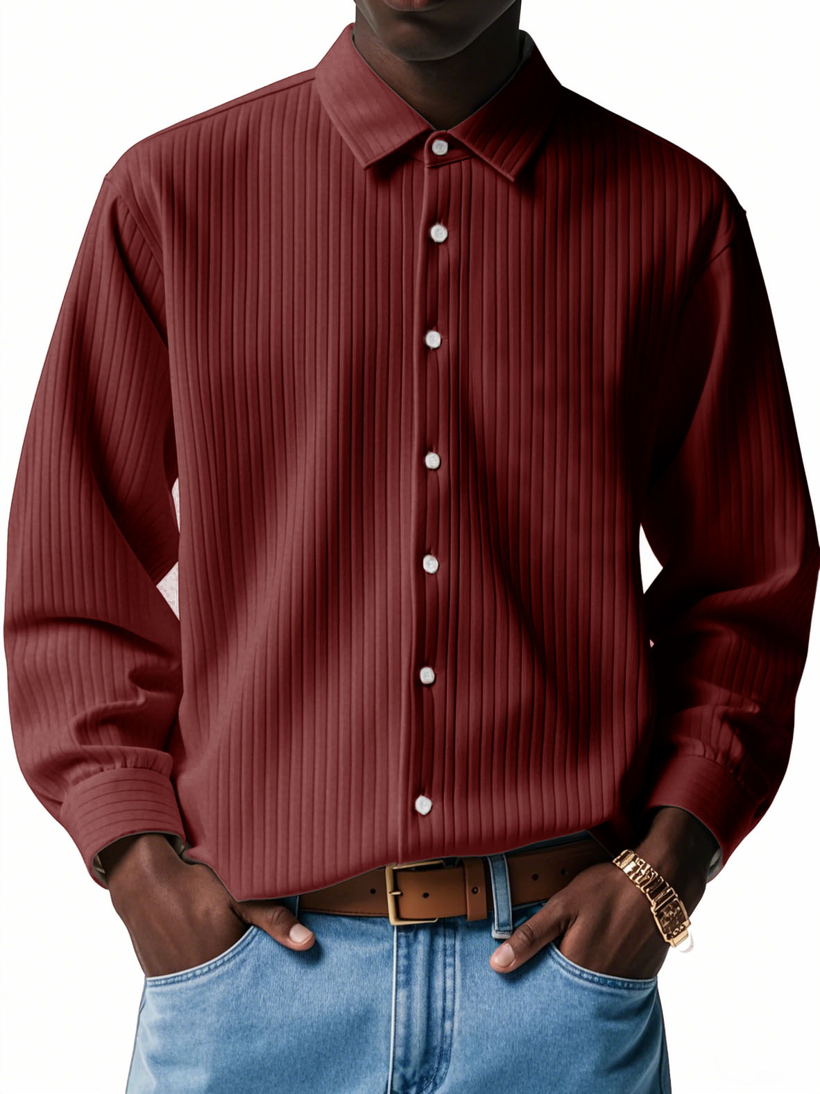 Men's Fashion Casual Corduroy Long Sleeve Shirt