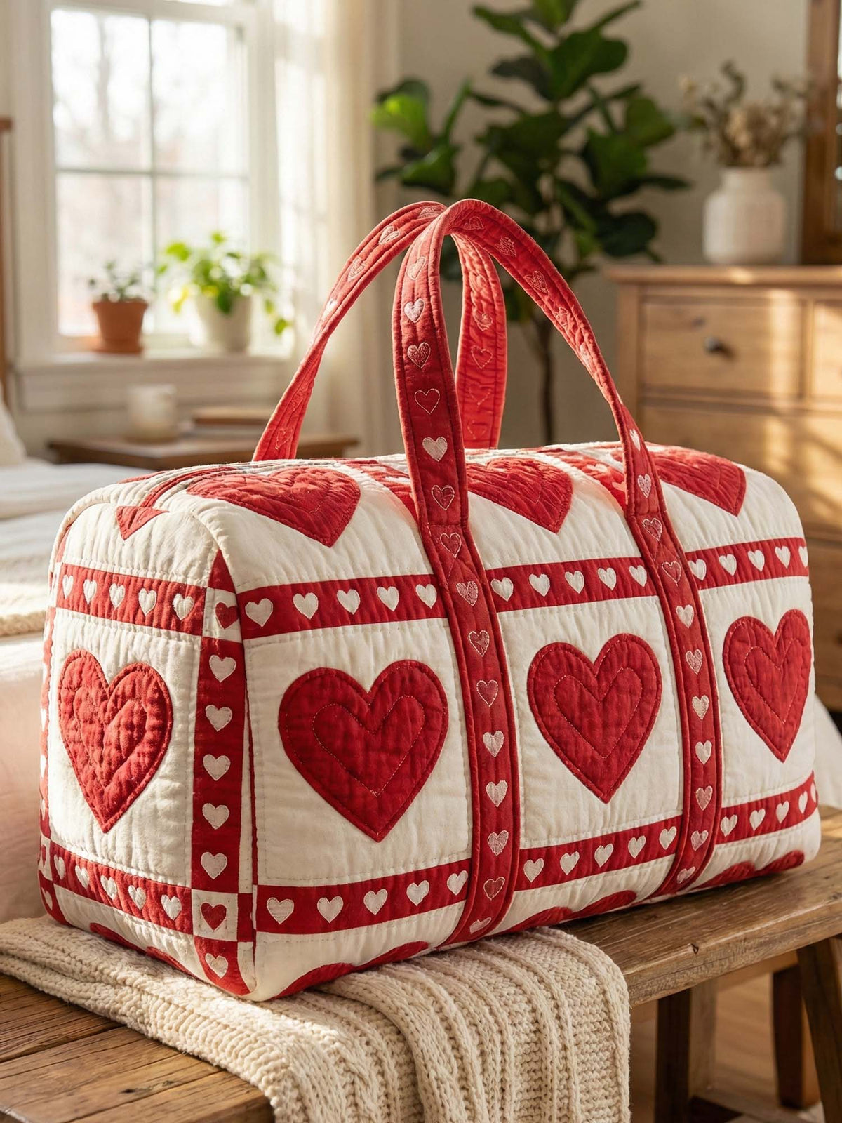 Love Heart Quilted Duffle Bag