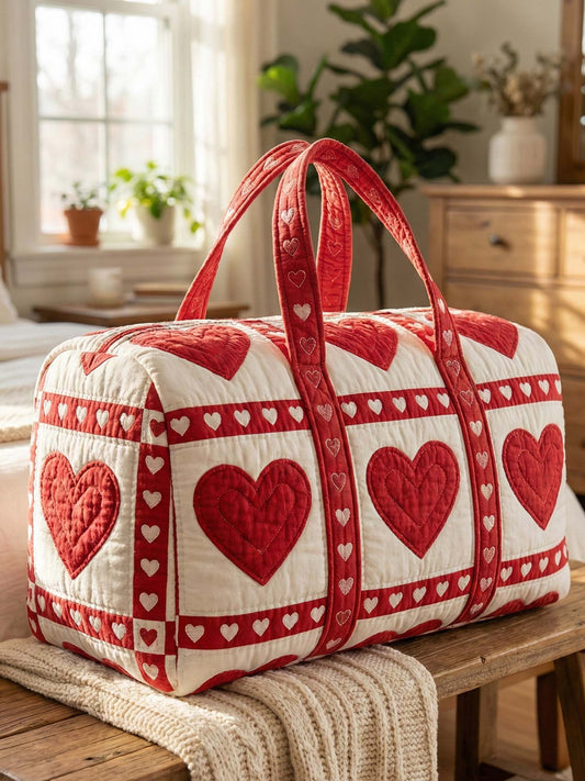 Love Heart Quilted Duffle Bag