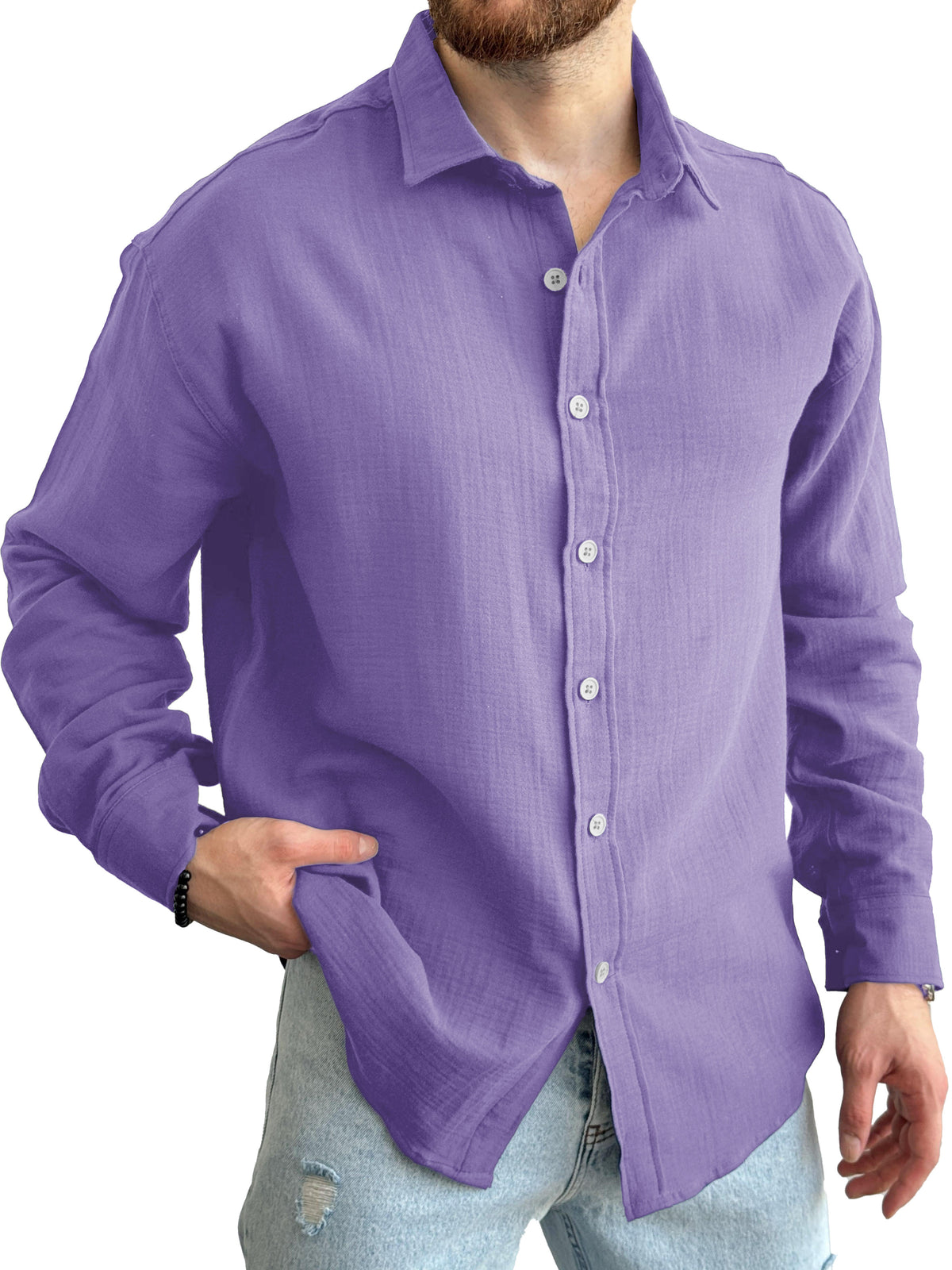 Men's Fashion Casual Lapel Long Sleeve Shirt