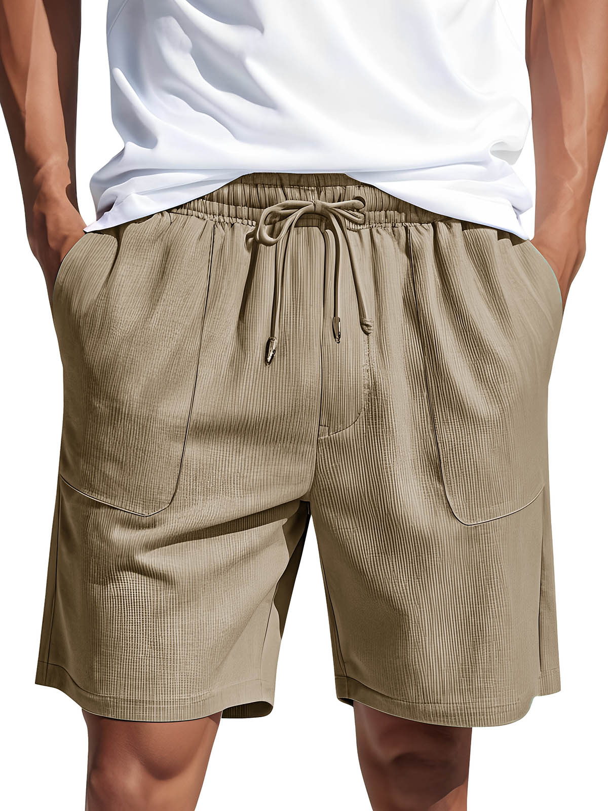 Men's Fashion Casual Corduroy Pocket Lace-up Shorts