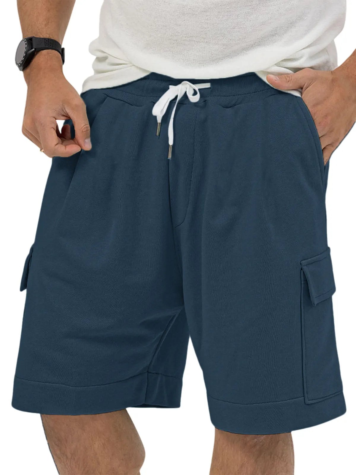 Men's Utility Multi-Pocket Bermuda Everyday Sports Lace-Up Shorts