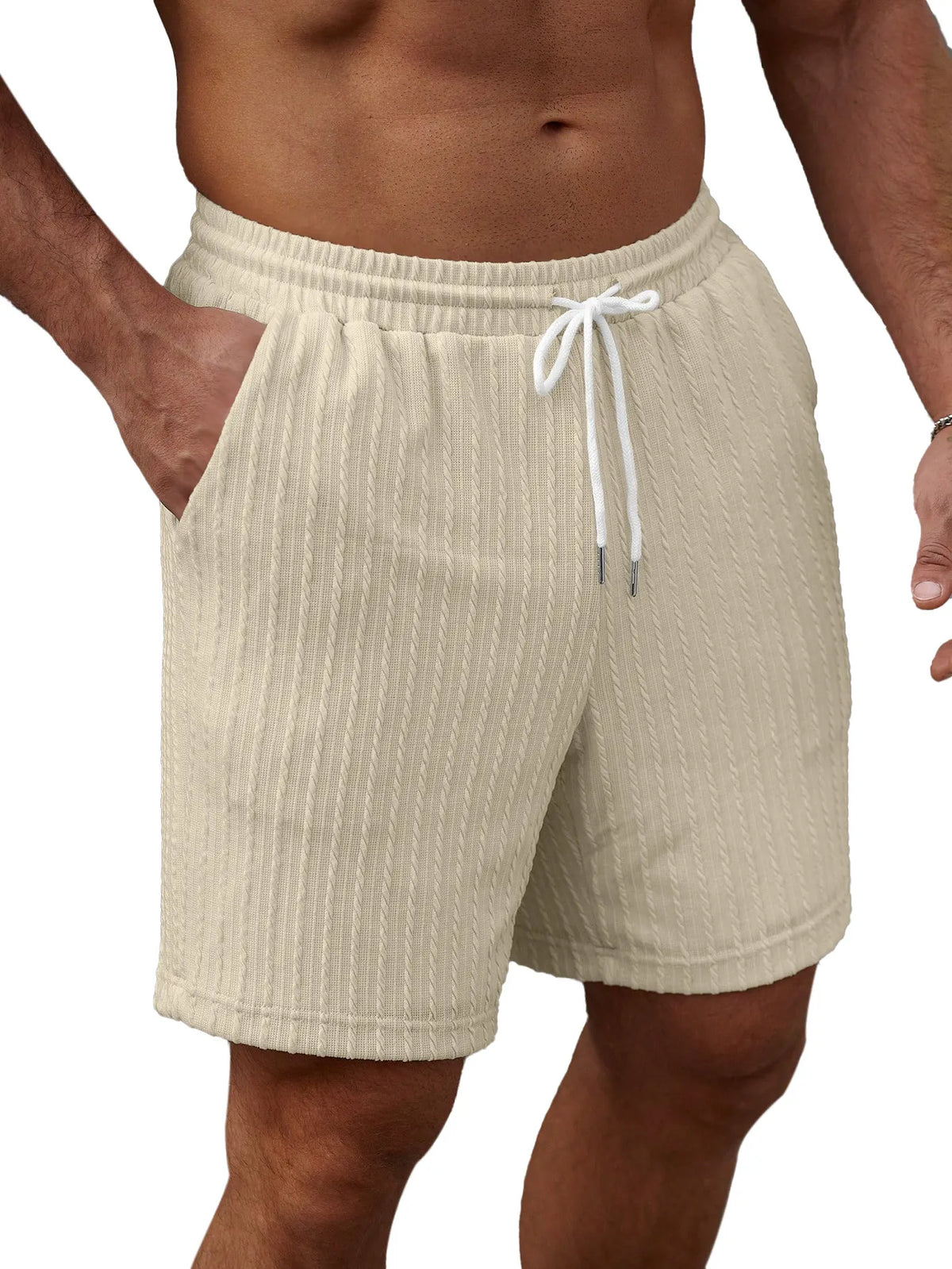 Men's Casual Solid Color Textured Loose Shorts