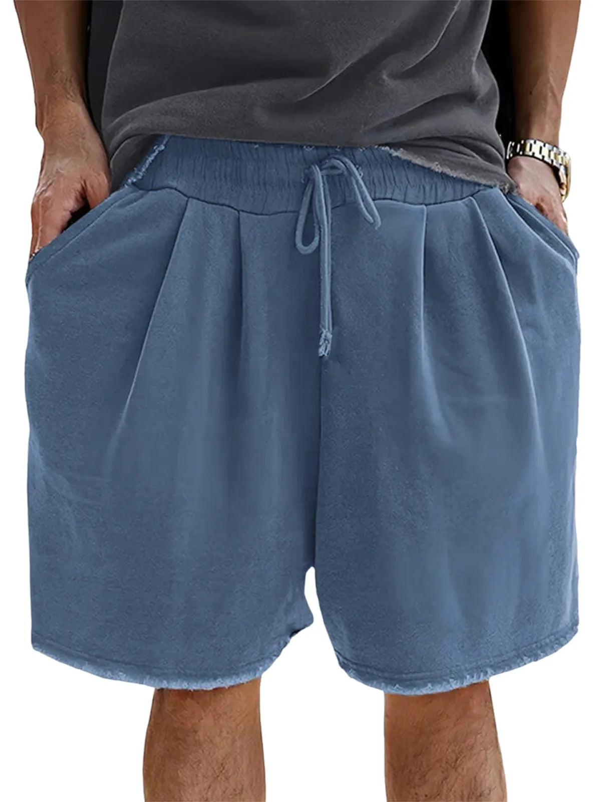 Men's Loose Cotton Vintage Pleated Lace-Up Sports Casual Daily Shorts