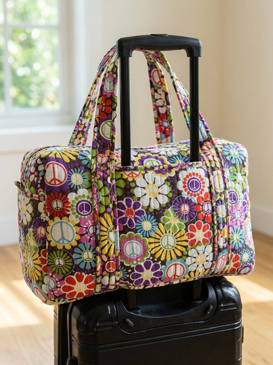 Hippie Mushroom Quilted Duffle Bag