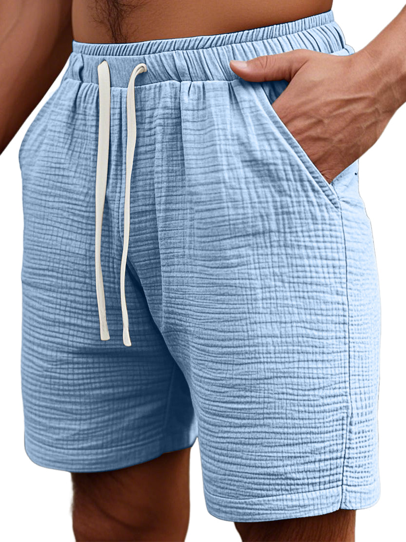 Men's Simple Daily Loose Pleated Texture Pocket Shorts