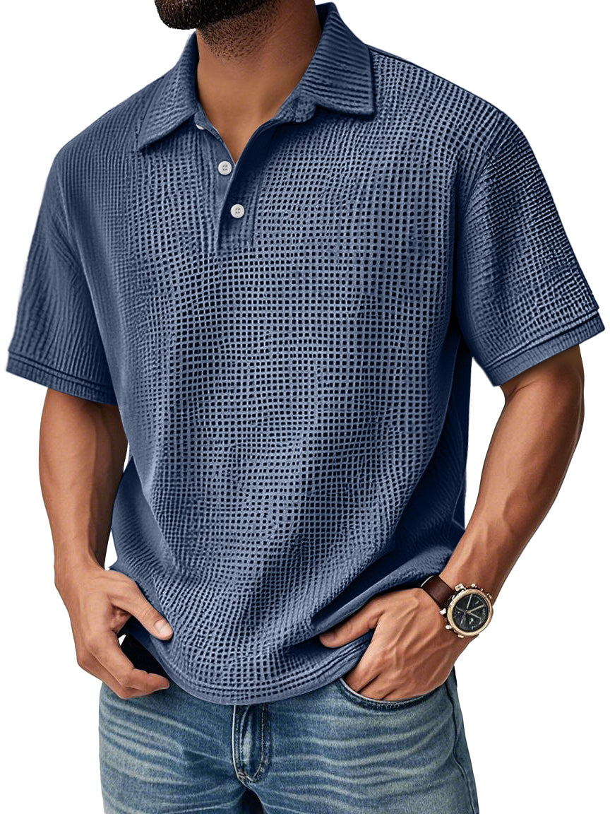 Men's Daily Casual Waffle Comfort Short Sleeve POLO Shirt
