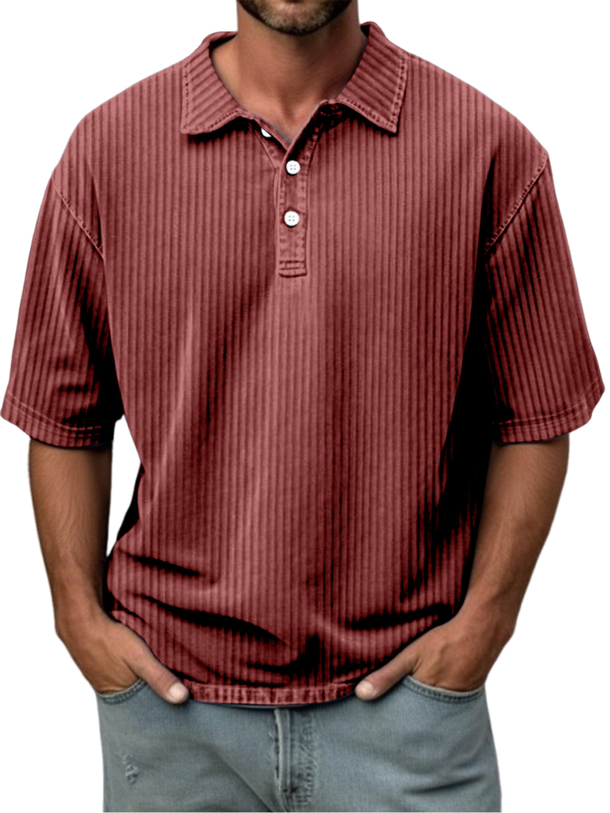 Men's Casual Solid Color Pit Lapel Short Sleeve Polo Shirt