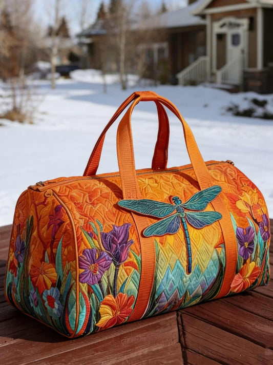 Wings And Wildflowers Quilted Duffle Bag