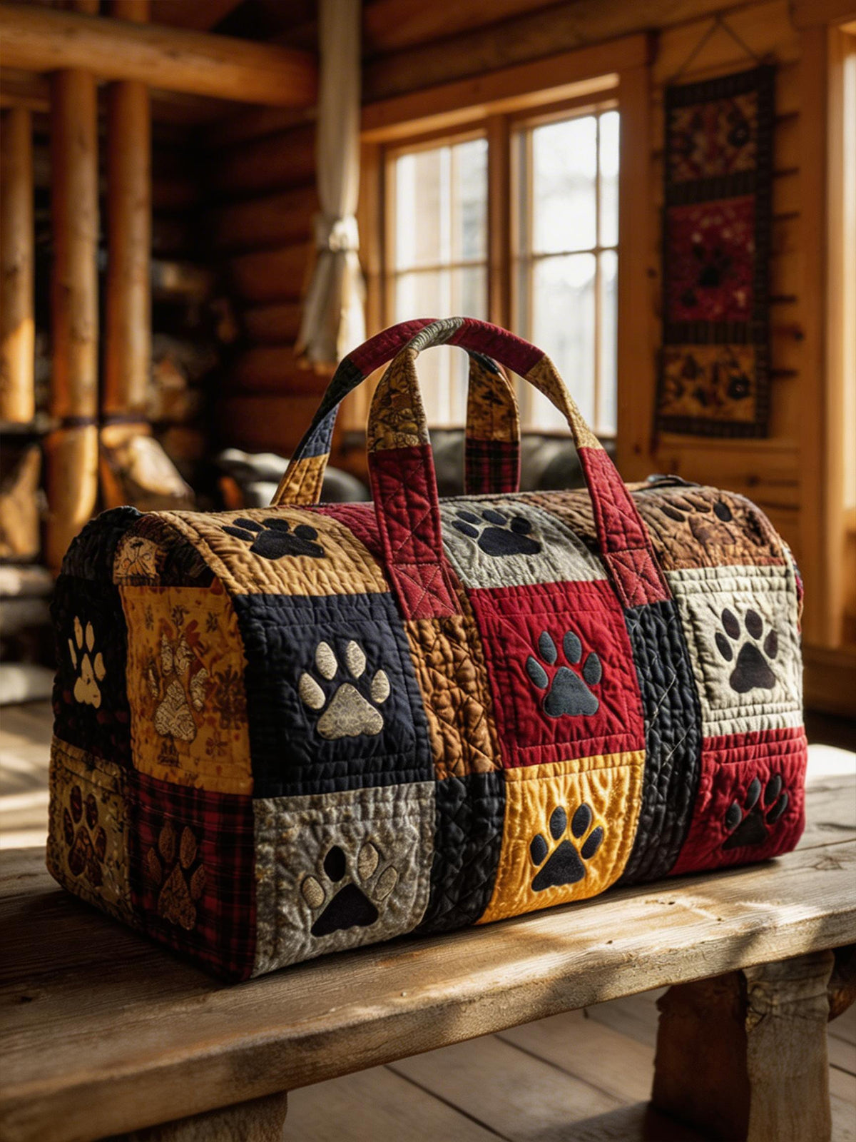 Animal Paw Print Quilted Travel Bag