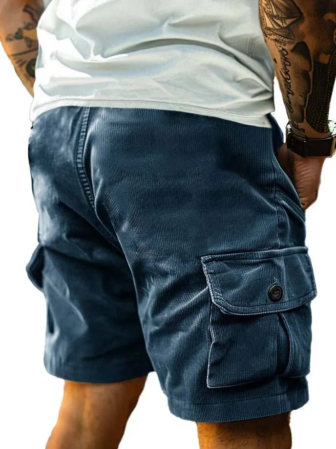 Men's Retro Workwear Stripe Fabric Pocket Shorts