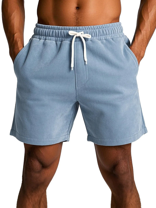 Men's simple and comfortable solid color suede shorts