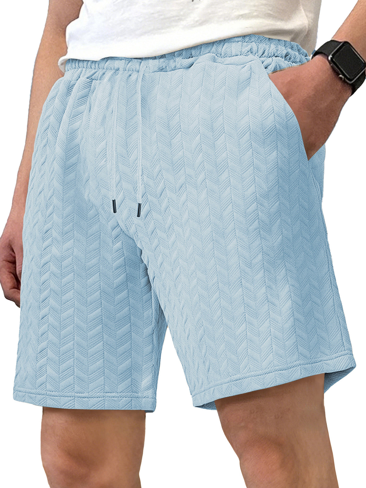 Men's Simple Solid Color Jacquard Texture Shorts