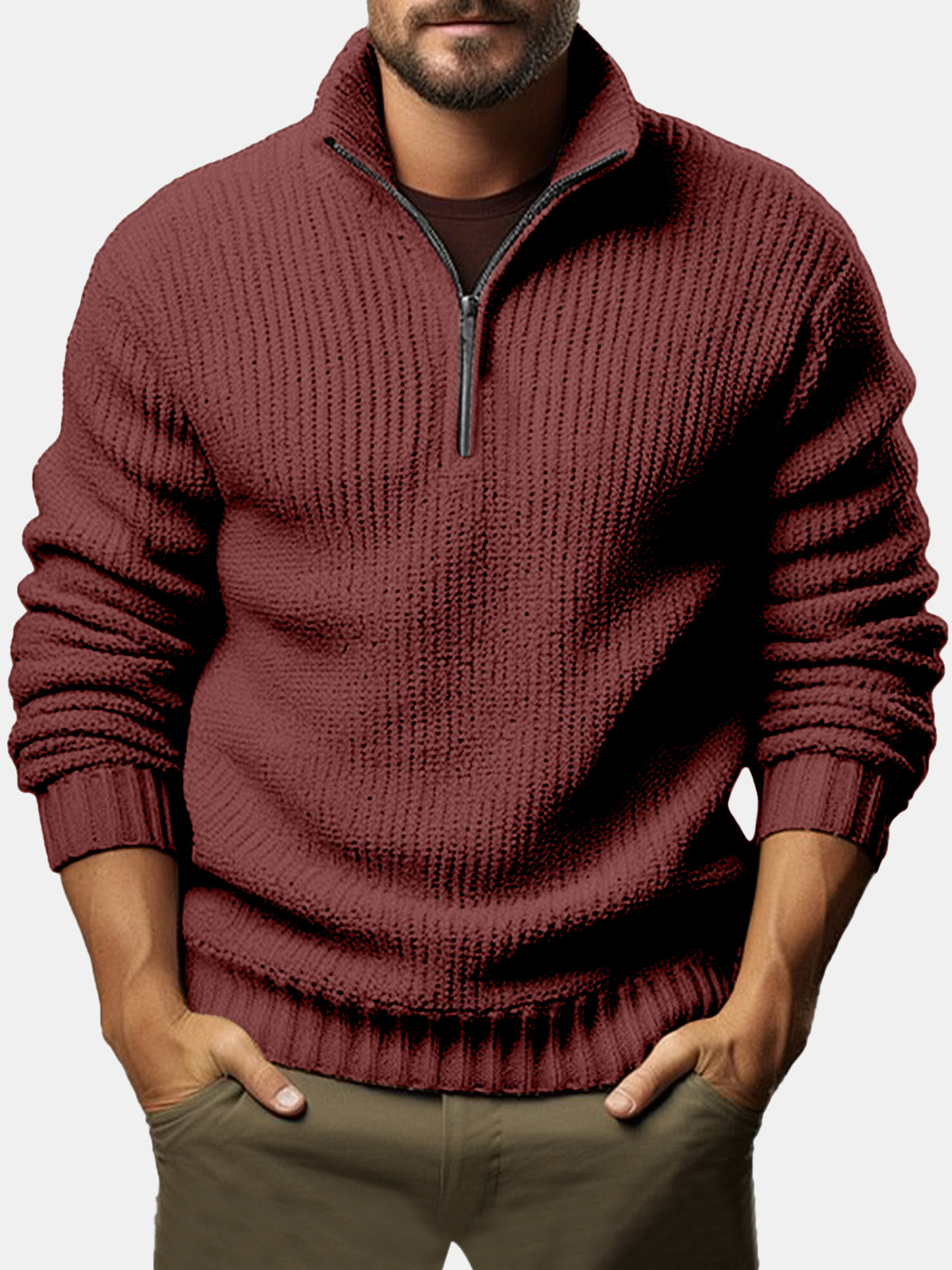 Men's Casual Loose Zipper Long-sleeved Sweater