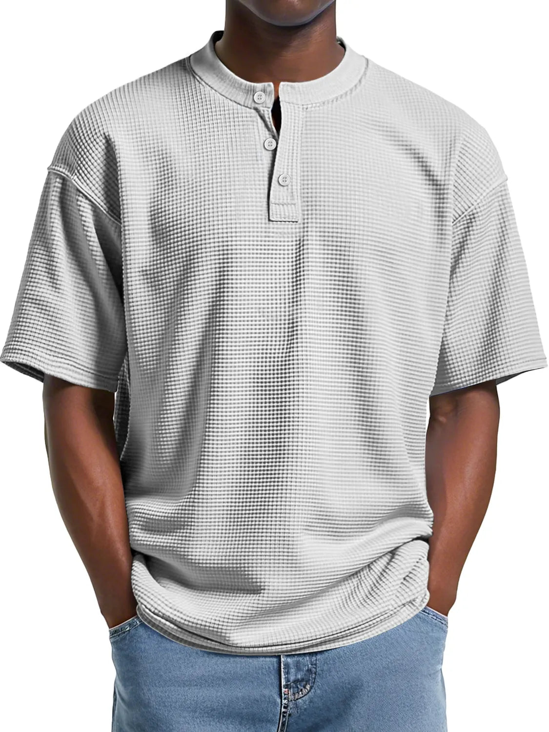 Men's Everyday Waffle Casual Comfort Short Sleeve Henley