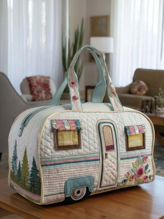 Vintage Camping Trailer Quilted Duffle Bag