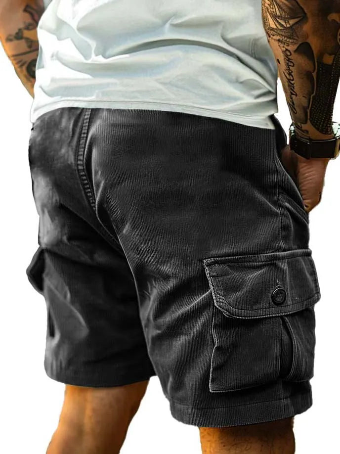 Men's Retro Workwear Stripe Fabric Pocket Shorts
