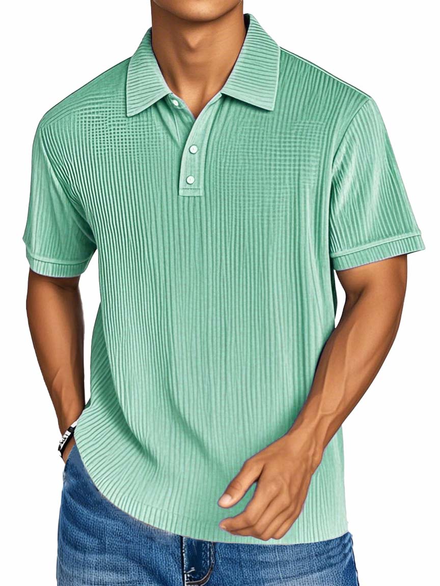 Men's Fashion Casual Textured Fabric Short-sleeved Polo Shirt